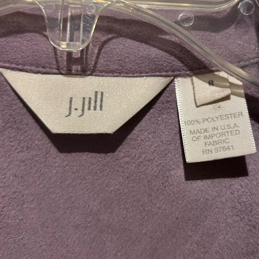 J Jill Suede V Neck Wrap Dress Sz 8 Dusky Purple Lavender - Picture 7 of 9
